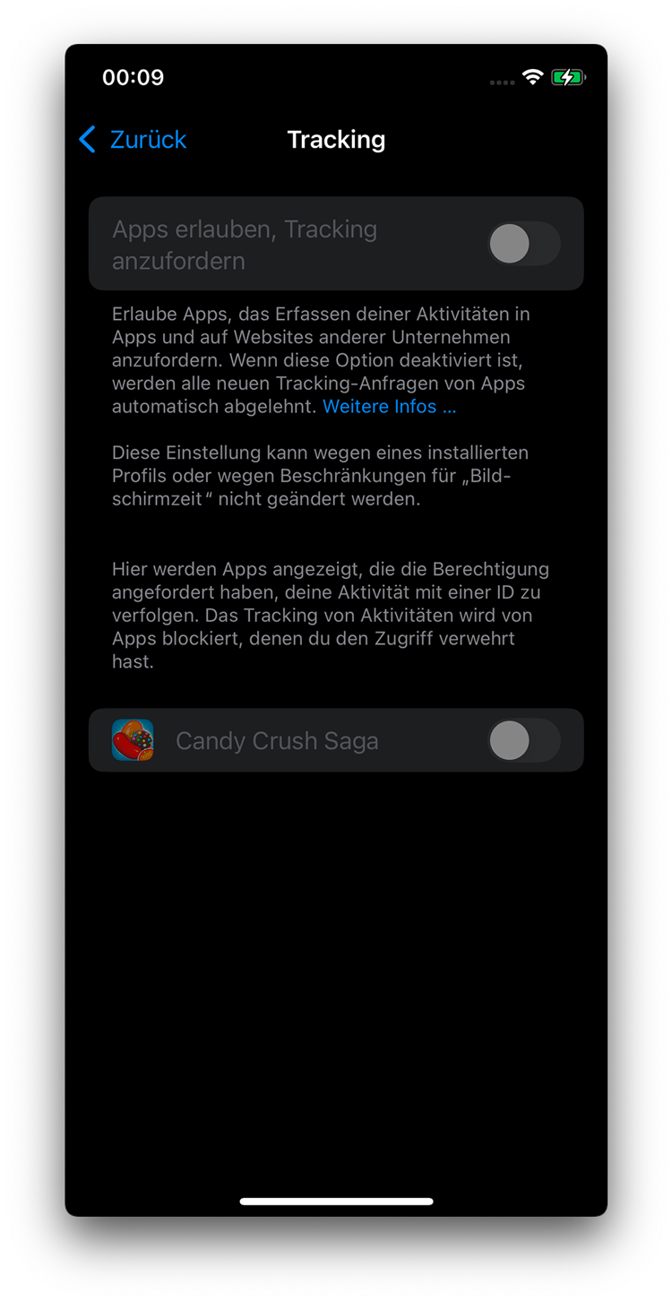 App-Tracking sperren