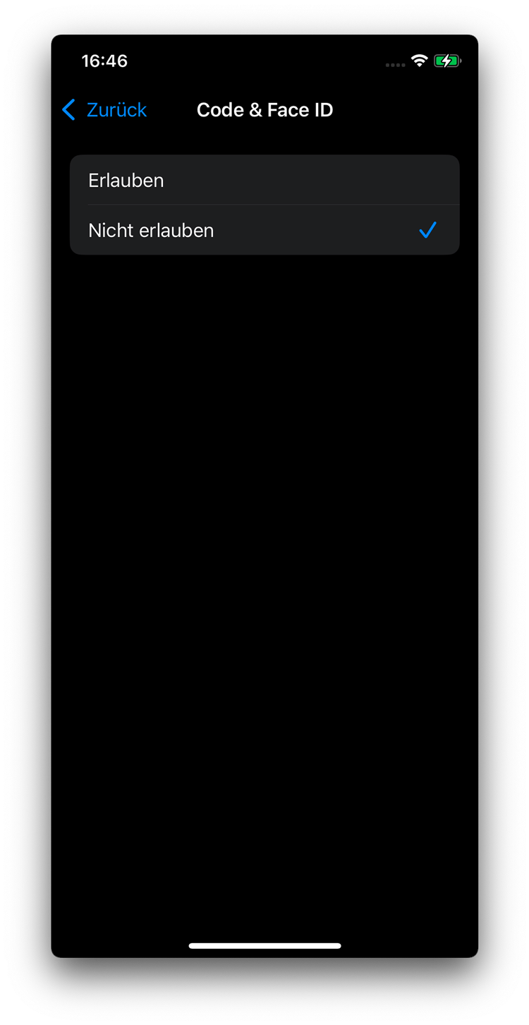 Code und Face ID sperren