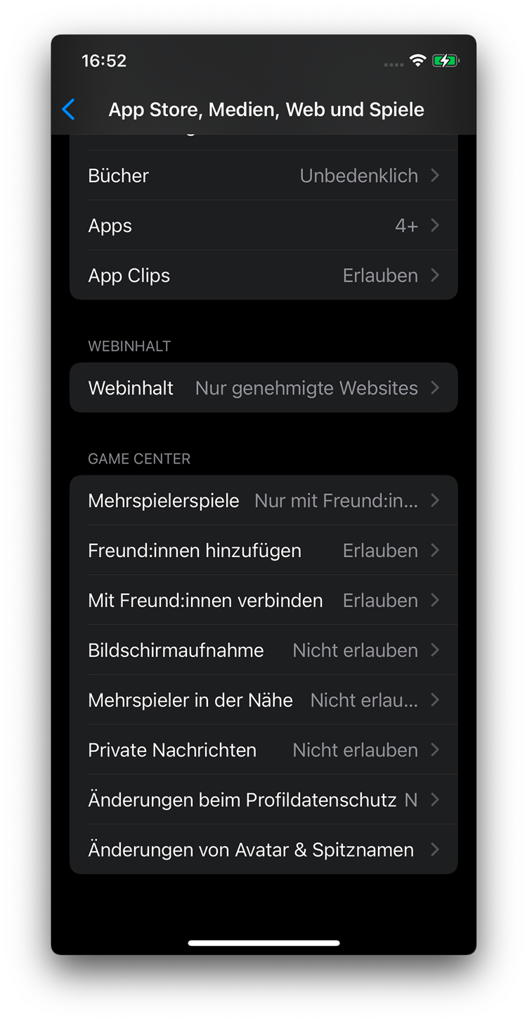 Medien und Inhalte unten
