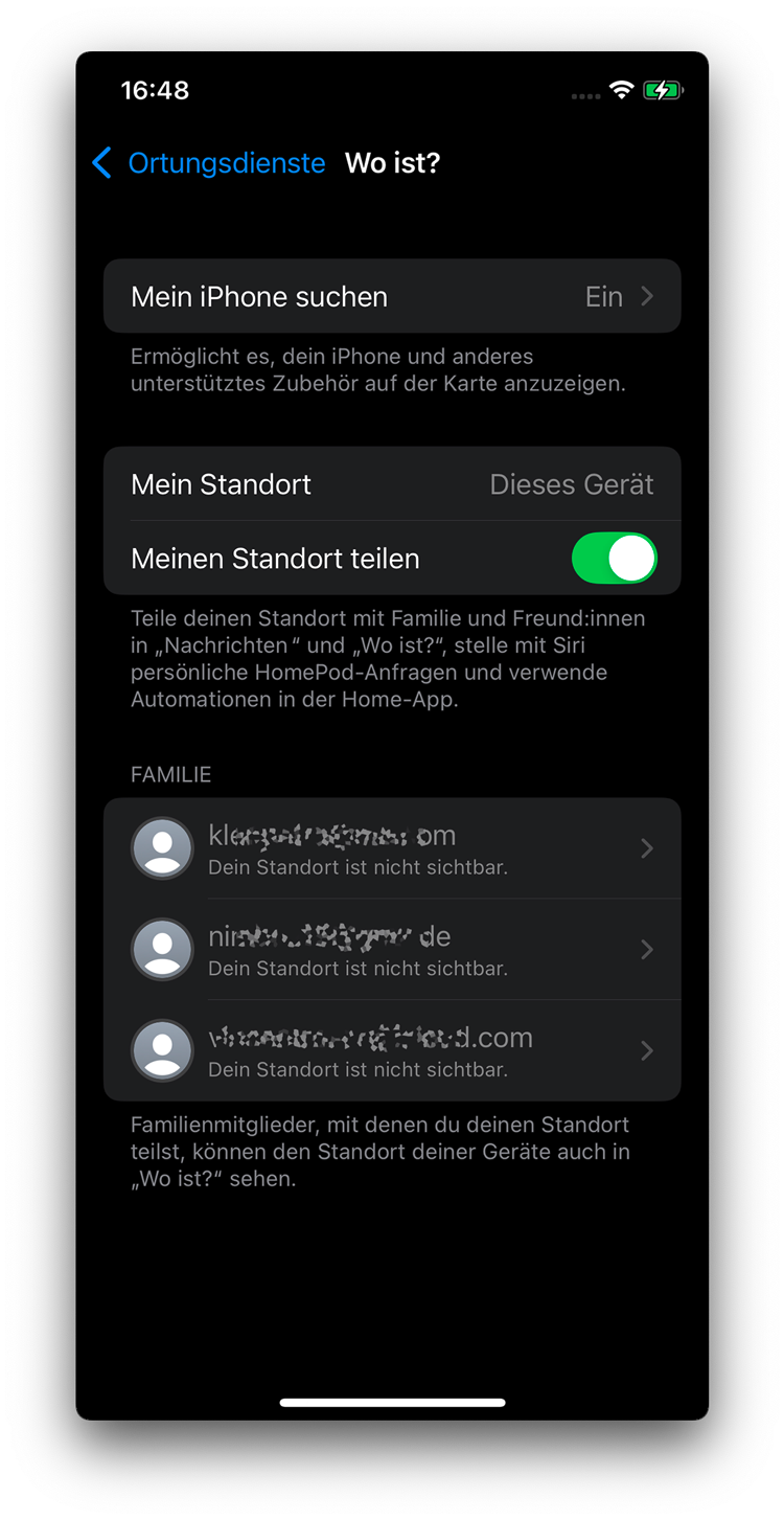 Wo ist? Standort teilen