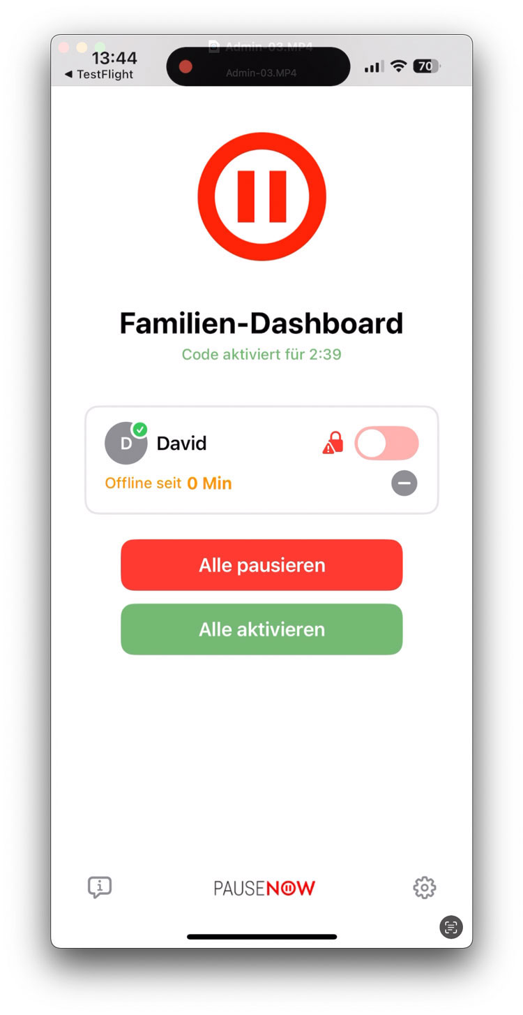 Offline-Warnung im Dashboard