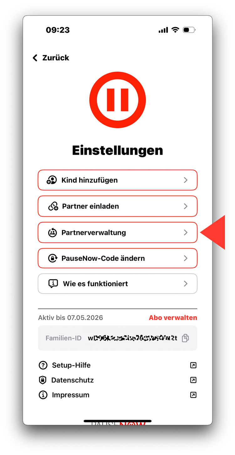 Einstellungen mit Partnerverwaltung