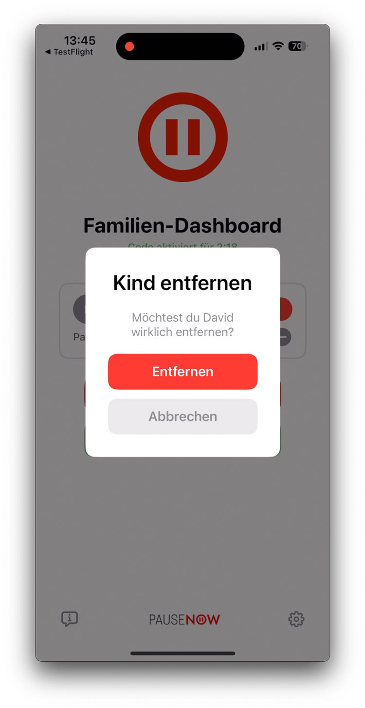 App-Code bestätigen