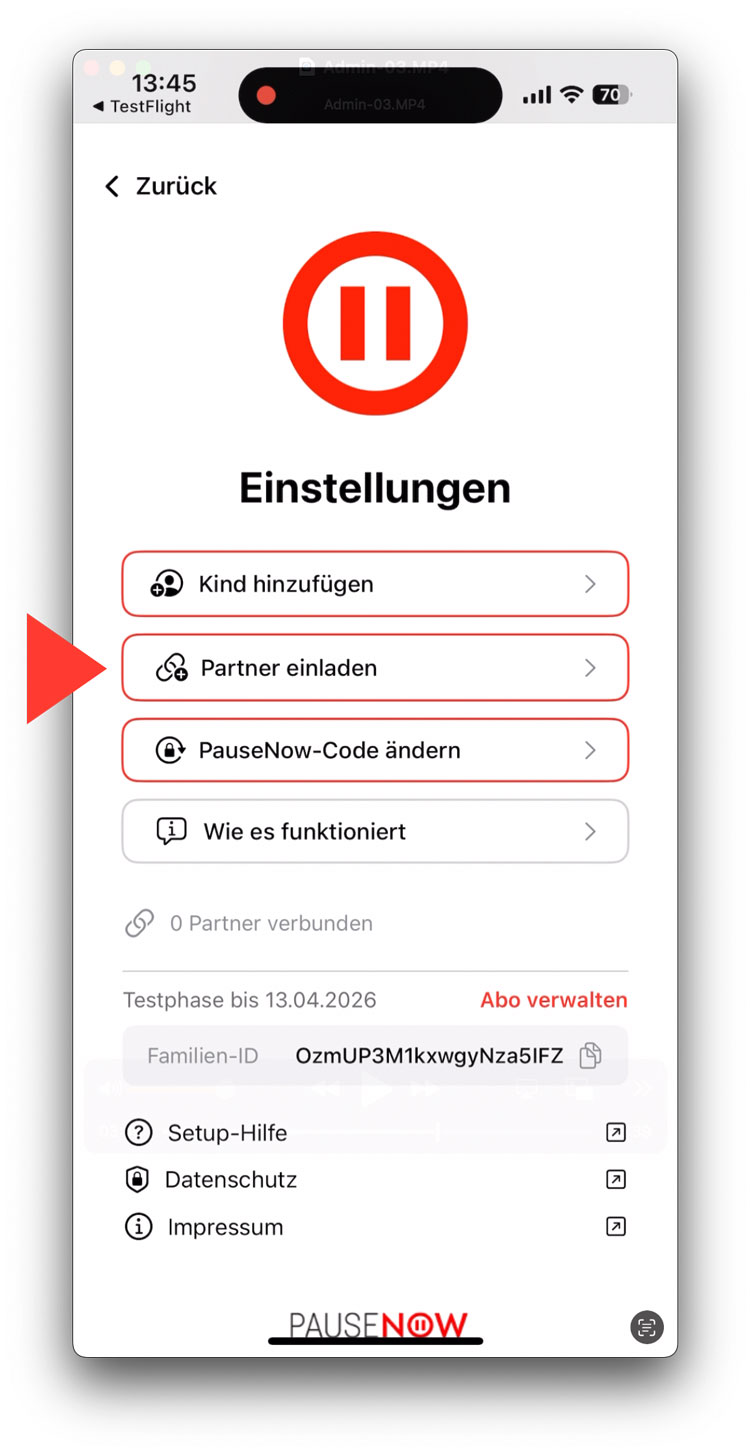 QR-Code zum Partner verbinden
